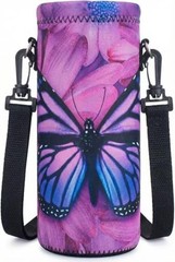 Purple Butterfly Crossbody Sleeve Water Bottle Sling Bag Carrier – Insulated