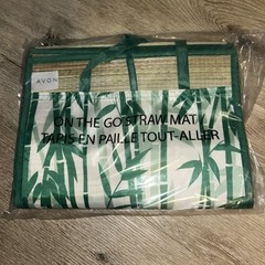 New Avon On-the-Go Roll-Up Straw Mat Carry Handles Pocket | Air Out Before Use