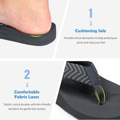 Men’s Arch Support Flip Flops-Comfortable Yoga Mat Orthotic Sandals 11 Black