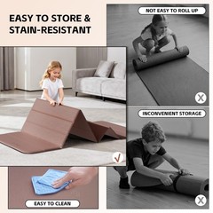 LVME Foldable Yoga Mat, Extra Thick 10mm, 76″x26″Extra Long | 12-Fold Design,…