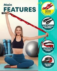 Stretching Strap with Loops – Non Elastic Stretch Band for 10 Loops – Red