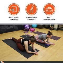 Body Sport 1/4″ Yoga Mat, Black – High-Density, Non-Slip Surface with Shock