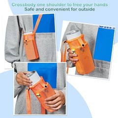 Water Bottle Sling Holder with Adjustable Shoulder 11 x 4 Inch 8 Bright Colors