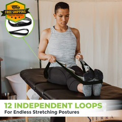 12 Loop Stretch Strap 1 Inch x 8 Ft Physical Therapy Yoga Leg Stretcher Handles