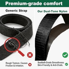 Stretching Strap with 10 Loops – Non-Elastic Yoga Strap for Physical Black