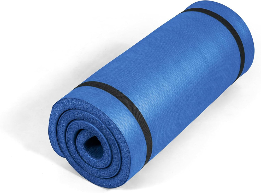 1-Inch Thick Yoga Mat | High-Density, Non-Slip Exercise Mat with Carrying Strap