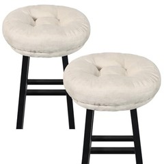 Bar Stool Seat Cushions, Round Stool Covers Pads 14 inch Diameter, 2 Pack Beige