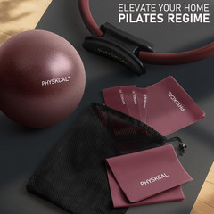 Physkcal Pilates Kit, 15-Inch Pilates Ring with 1X Core Ball, 3X Resistant Loops