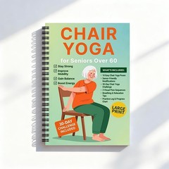 Bllavie Chair Yoga for Seniors Over 60 Book Chart,30day Gradient Green
