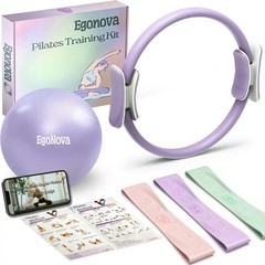 EgoNova Pilates Ring Set: 35cm Magic Circle with Dual 8-10, Violet-Essential