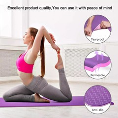 Thick Yoga Mat Carrying Strap Eco Friendly TPE Purple Non Slip 72″ x 24″