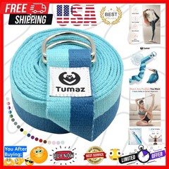 Yoga Strap/Stretch Bands [15+ Colors, 6/8/10 Feet Options] with Extra Safe Ad…