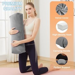 Rectangular Yoga Bolster Pillow, Meditation Pillow for Yin & 27IN /68CM Gray