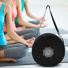 Yoga Wheel Bag Nylon Black Mandala Flower 36x14cm Yoga Circle Bag for Yoga6057