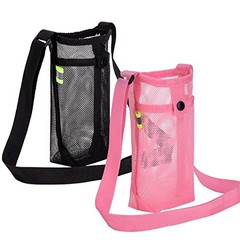 Tainehs Water Bottle Holder Carrier with Adjustable Shoulder Strap – Black/Pink