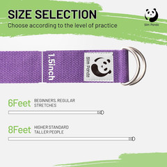 Yoga Strap for Stretching,Cotton Yoga Strap with Adjustable D-Ring Buckle,Non-El