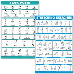 Yoga Poses & Stretching Exercise Poster Set – Laminated 2 Chart Set (18″x24″)