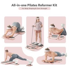 Pilates Reformer Board，6-in-1 Foldable Pilates Equipment for Home Workout wit…