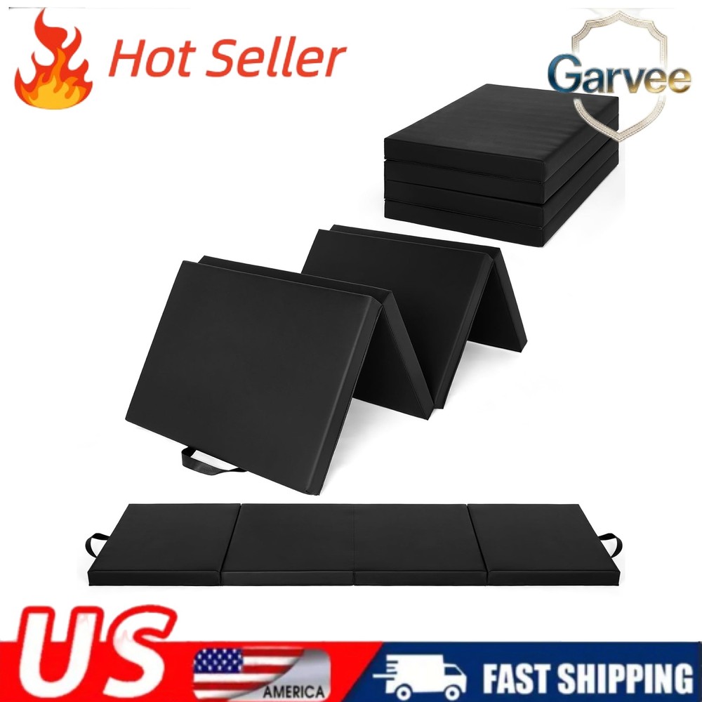 6x2ft 4-Fold Thick Gymnastics Mat Folding Exercise Mat with Handles for Yoga