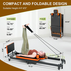 Pilates Reformer, Foldable Pilates Machine for Home Use and Gym Workout, Suitabl