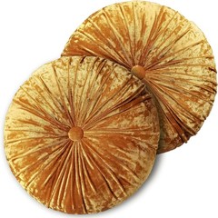 Verpert Pack 2：Round Floor Cushions Pillow, Solid Color Velvet Meditation