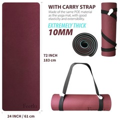 Extra Thick Exercise Yoga Mat with Strap – 2/5 Inch (10MM), Non-Slip Workout …