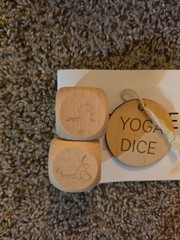 Stofinity Yoga Dice Wooden Portable Set, 7pc w/ Dice, Booklet & Drawstring Bag