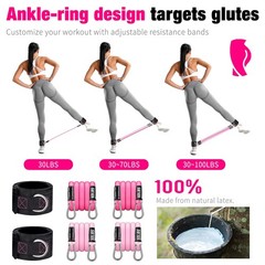 Bbtops Pilates Bar Kit with Resistance Bands(4 x Bands),3-Section Pink