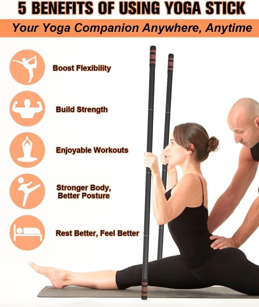 5Ft Yoga Stick – Heavy-Duty Steel Adjustable Stretching Bar for Mobility, Flexib