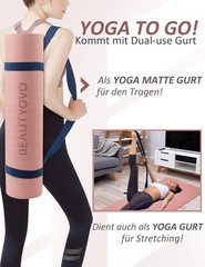 Yoga Mat Non Slip with Carry Strap, 8mm Extra Thick Yoga Mat, TPE Pollutant F…