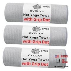 3 Pack Yoga Mat Towels with Grip Dot, Hot Yoga Towel Non 72.00″ x 26.50″ Grey