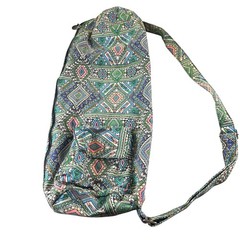 Boence Yoga Mat Bag Canvas Carrier Geometric Tribal Print Blue Green Adjustable