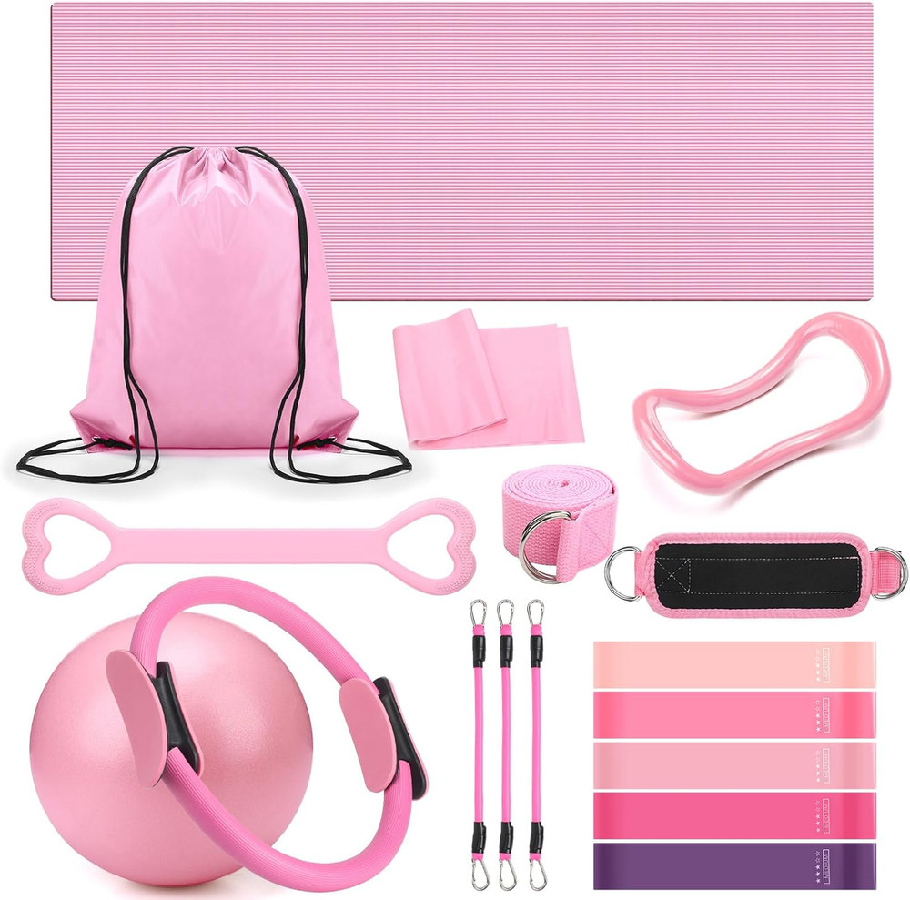 18-Piece Pilates Essential Kit: Ring, Ball, Bands, Mat & More for Women
