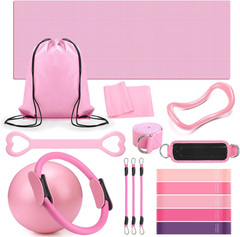 18-Piece Pilates Essential Kit: Ring, Ball, Bands, Mat & More for Women