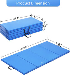 Exercise Mat Foldable Yoga Mat, 2 Inch Thick Gymnastics Mat for Men & Women, Gy