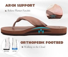 Womens Flip Flops With Arch Support Comfortable Yoga Mat Cushion Thong 8 Brown