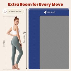 Large Yoga Mat, 6′ x 4’/6′ x 3′ x 6mm /8mm/12mm Thick 72″ x 48″ x 0.24″ Blue