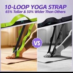 Stretching Strap with Loops – Non Elastic Yoga Straps for Physical Therapy Du…