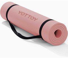 YOTTOY TPE Yoga Mat Pink 1/2 in Extra Thick Non-Slip 72×24 in