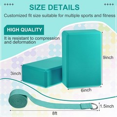 18 Pcs Yoga Blocks and Strap Set Include 12 EVA Foam Yoga Blocks Bulk 9″x6″x3…