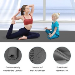 Extra Wide 8mm Non-Slip Yoga Mat 72″x31.5″ Thick Exercise Mat with Strap for Hom
