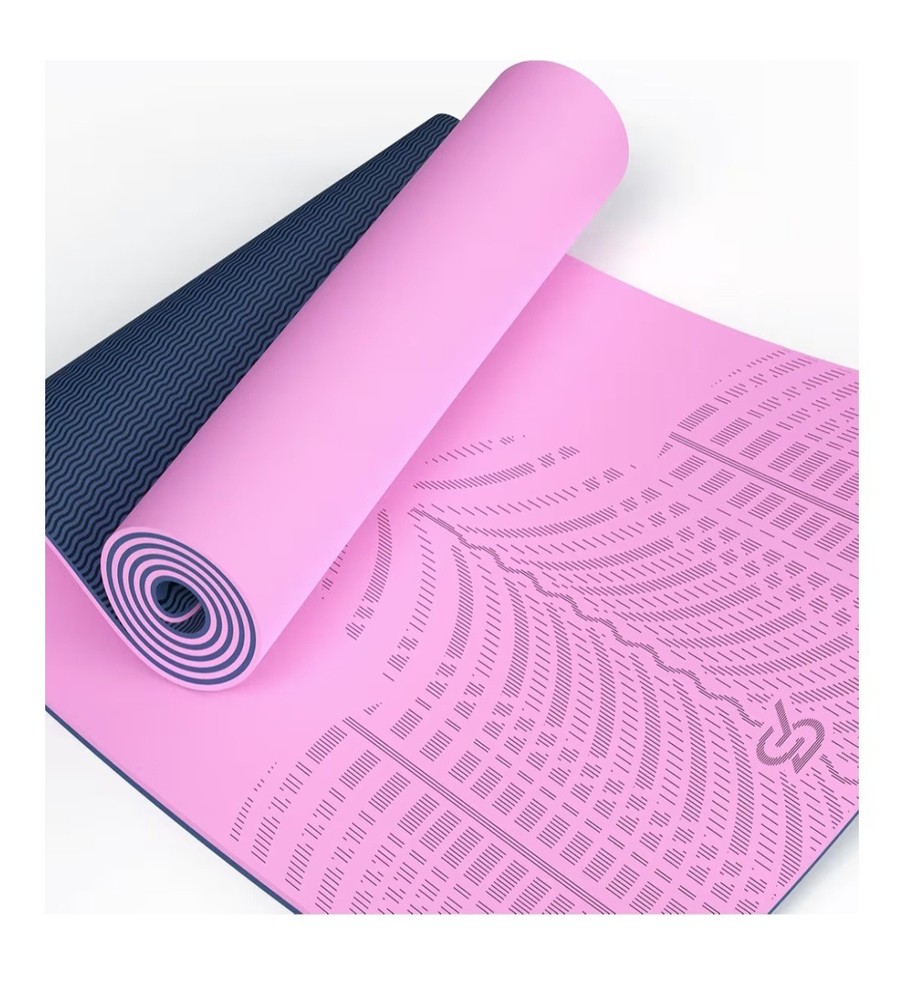 SAEEPABUL 32″ Wide Micro-X Thick Yoga Mat Non Slip W Carry Strap Pink/ Blue