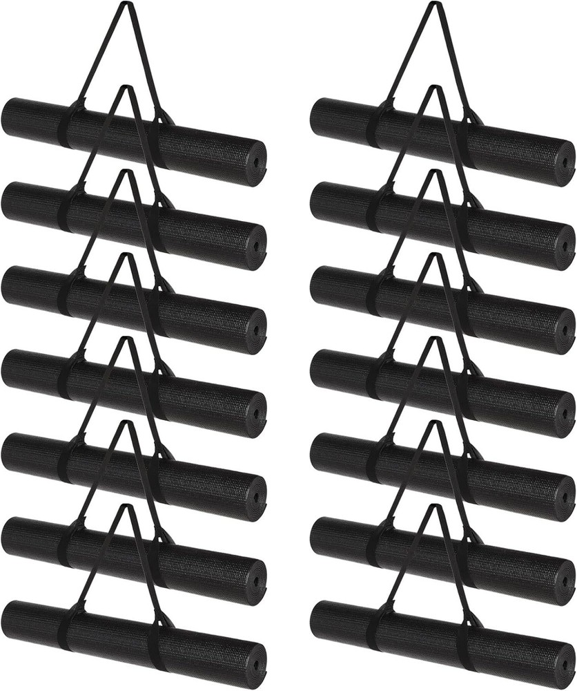 Riakrum 20 Pieces Exercise Yoga Mat 68x24in Non Slip Black with Strap