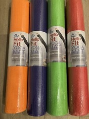 Four (4) BRAND NEW The Hello Fit Non-slip Yoga Mats 68″x 24″ Assorted Colors