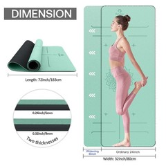 Yoga Mat Non Slip TPE Thick with 0.24*32*72 Inches, Green Black