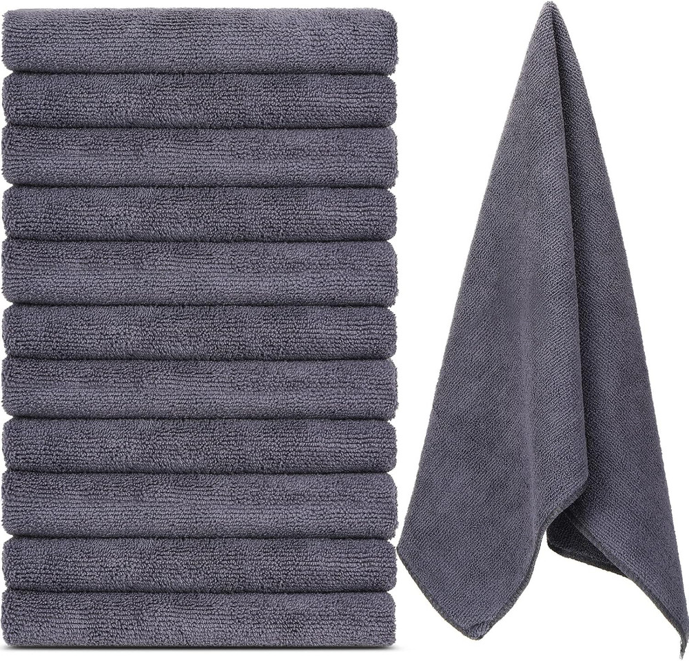 12 Pcs Microfiber Workout Gym Towels, 360 GSM 12X30 Inch Fast Drying Yoga Towels