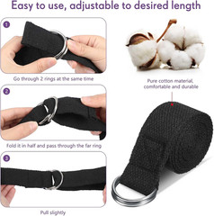 Jerify Yoga Strap for Stretching Bulk 6Ft Exercise Stretch Band with Metal D Rin
