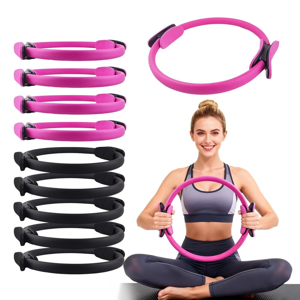 10 Pcs Pilates Ring Set, 12″ Pilates Circle Ring with Extra Thick Padded Hand…