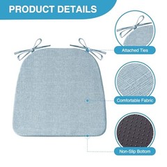 Chair Cushions for Dining Chairs Set of 4, Non Slip Kitchen 4 Pack Light Blue