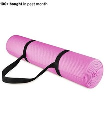 Fitvids Yoga Mat 1/4″ High Density Anti-Tear Black Pink Blue w/ Carrying Strap
